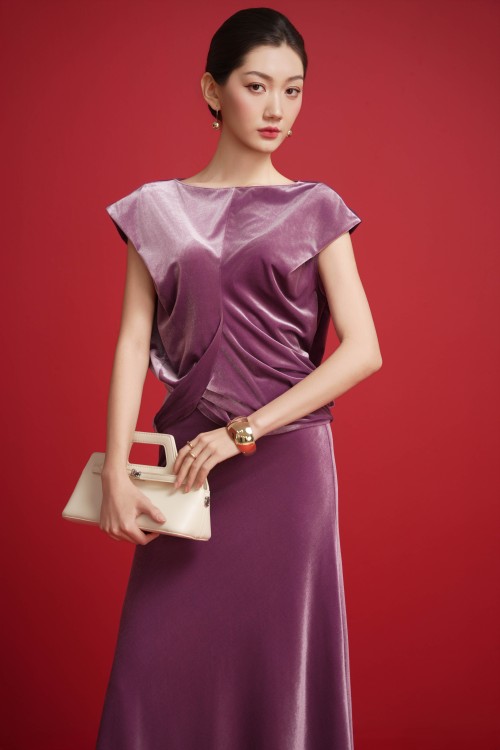 Sixdo Purple Taro Velvet Mermaid Skirt